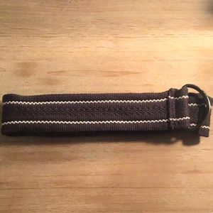 Gray Belt D ring belt with white stripes